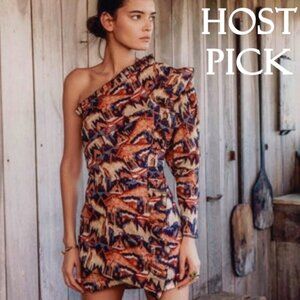 NWT Chufy one sleeve geometric & metallic accents mini dress, M